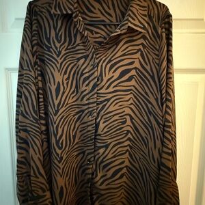 Rose & Olive Black and Brown Zebra Print Shirt